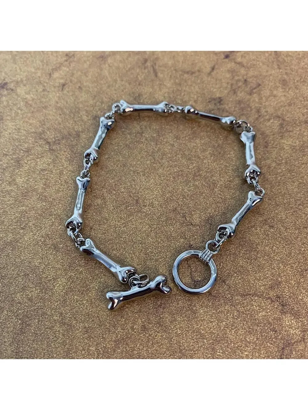Bone Stainless steel Y2k 2000s style Cuban Link Bracelet. 8.5 inches length